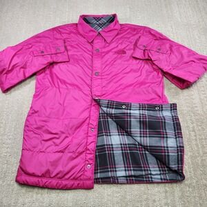 North Face Jacket Boys Youth XL Reversible Puffer Flannel Shacket Quilted
